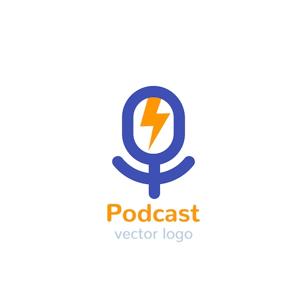 Podcast-vektorlogo mit mike mi