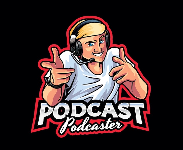 Podcaster-Maskottchen-Logo-Design