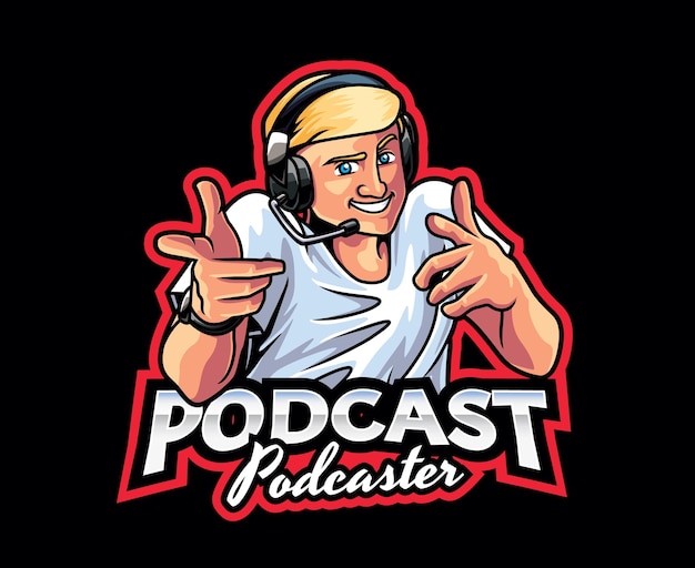 Podcaster-maskottchen-logo-design