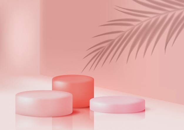 Podien für die Produktpräsentation in Pastellrosa,