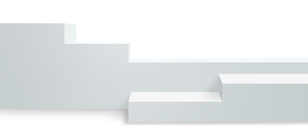 Podium-hintergrund, vektorsockel, plattform oder standdisplay, 3d-rendering. weißes produktdisplay-podium mit treppe oder plattformständer-hintergrund