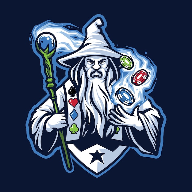 Vektor poker wizard logo maskottchen-illustrationsvektor