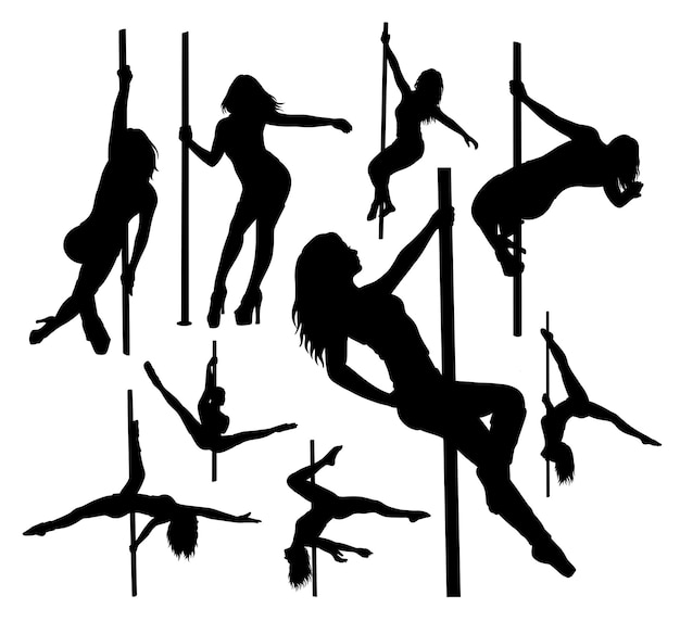 Pole dance posiert silhouette