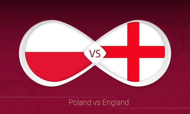 Polen gegen England im Fußballwettbewerb, Gruppe I. Versus-Symbol auf Fußballhintergrund.