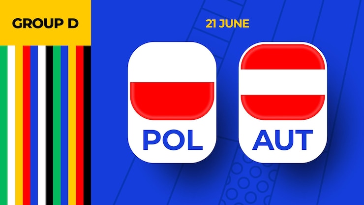 Vektor polen gegen österreich fußball 2024 spiel gegen 2024 gruppenphase meisterschaftsspiel gegen teams intro sport hintergrund meisterschaftswettbewerb