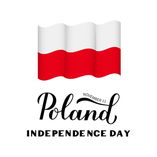 Polen-unabhängigkeitstag-handbeschriftung mit flagge polnischer feiertag feiert am 11. november leicht zu bearbeitende vektorvorlage für typografie-plakat banner flyer aufkleber hemd grußkarte postkarte