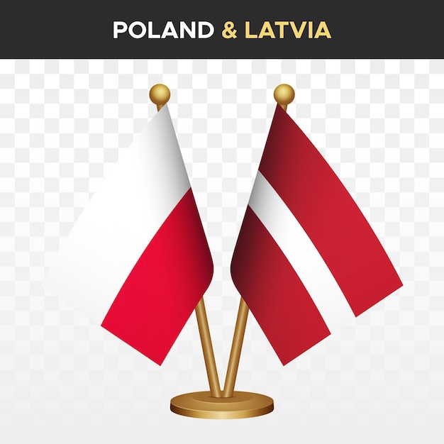 Vektor polen vs. lettland 3d-flagge der polnischen vektorillustration