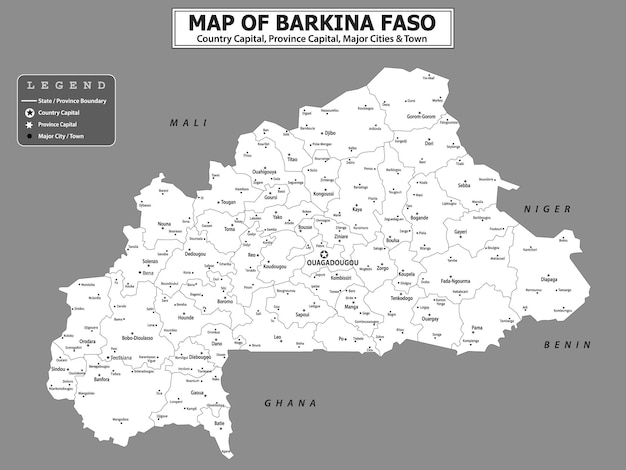 Politische Karte des Landes mit Hauptstadt, Provinz oder Staatshauptstadt, Hauptstädten und Städten