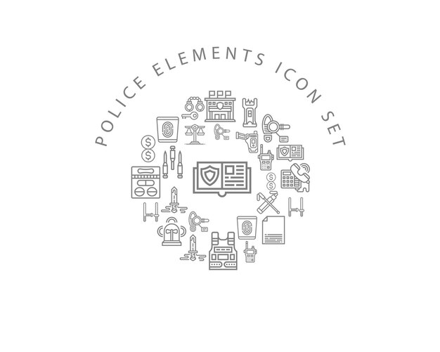 Polizei-Elemente-Icon-Set-Design