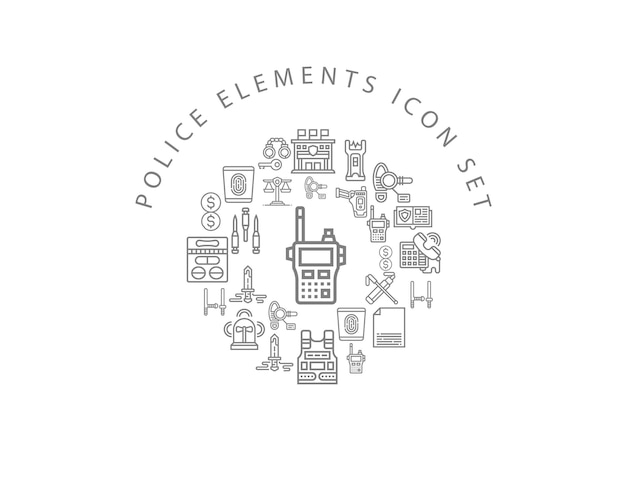 Polizei-Elemente-Icon-Set-Design