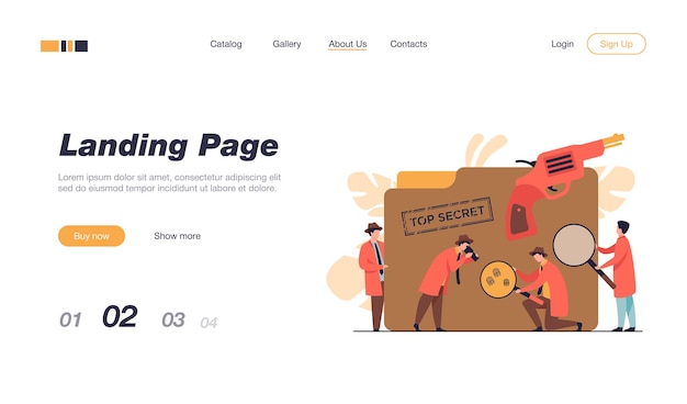 Polizeidetektive suchen beweise mit lupenvorlage für landingpages