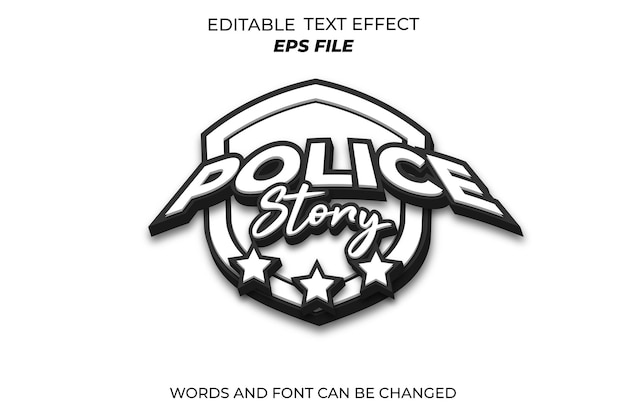 Vektor polizeigeschichten-texteffekt-schriftart, bearbeitbarer typografie-3d-text
