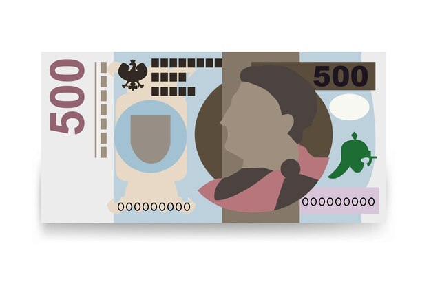 Vektor polnischer zloty-vektor-illustration polen-geldsatz bündeln banknoten papiergeld 500 pln