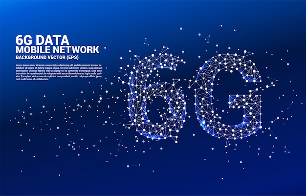 Polygon Dot Connect Line-förmiges 6G-Mobilfunknetz.