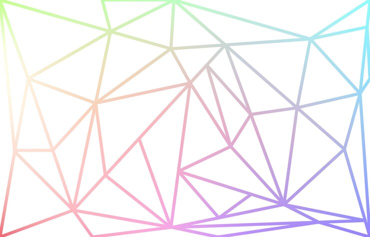 Vektor polygon-vektorsymbol mit einer regenbogenlinie