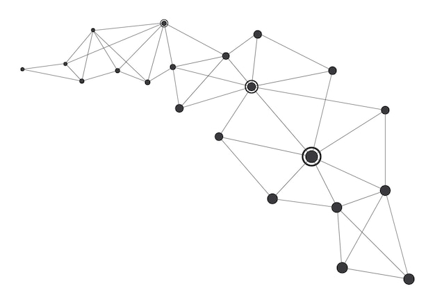 Vektor polygonal mit verbindungspunkten und linien