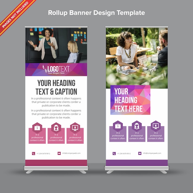 Vektor polygonale lila und blau rollup banner