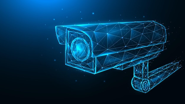 Polygonale Vektorgrafik von CCTV-Kamera, Überwachungskamera, Videoüberwachungssystem.