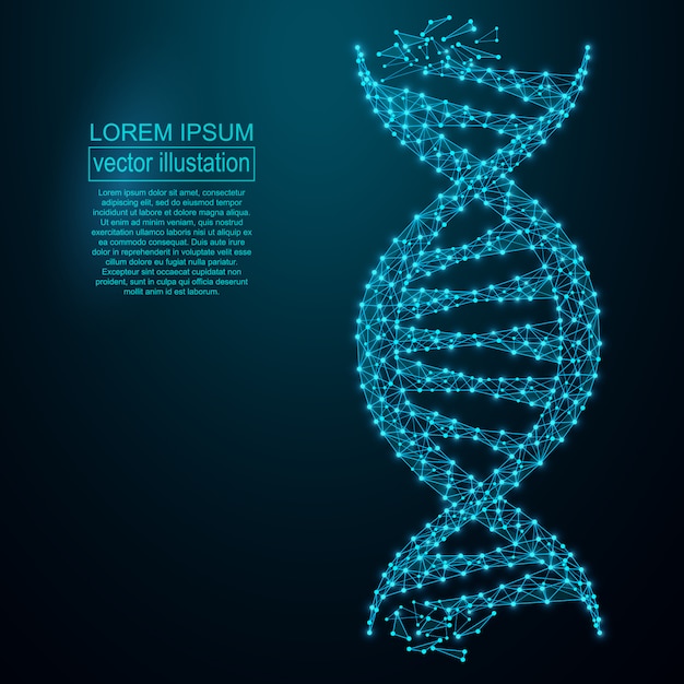 Polygonaler Gentechnik-Zusammenfassungshintergrund DNA.