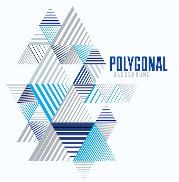 Polygonales low-poly-vektor-abstraktes design, künstlerischer retro-stil-hintergrund für anzeigen oder drucke, cover oder poster, banner oder karte. lineare 3d-dreiecke und würfelelemente.