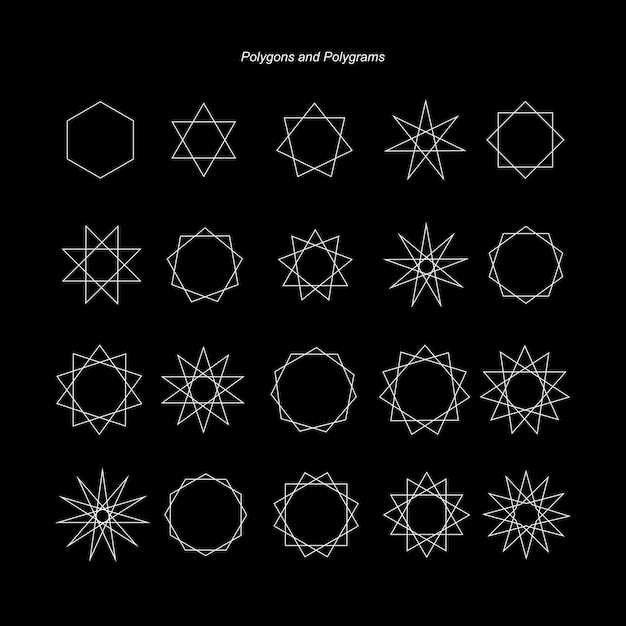 Vektor polygonen und polygramme heiliger geometrie-vektor