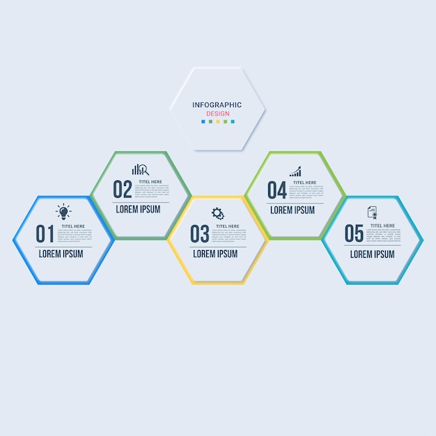 Polygonform infografik-vorlage 5 schritte