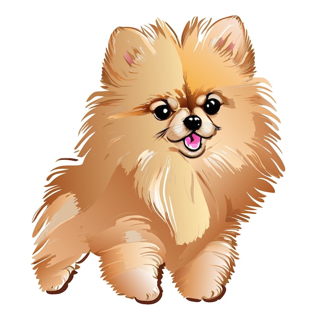 Pomeranian-Hund mit süßem Vektor