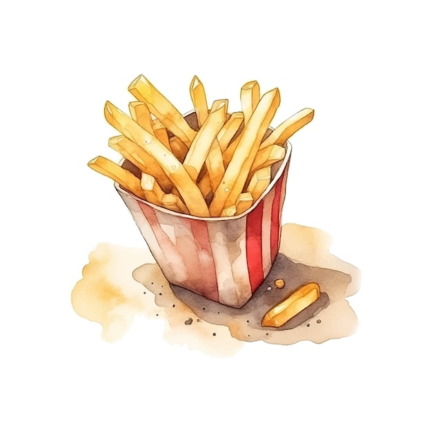 Vektor pommes-frites-aquarellfarbe