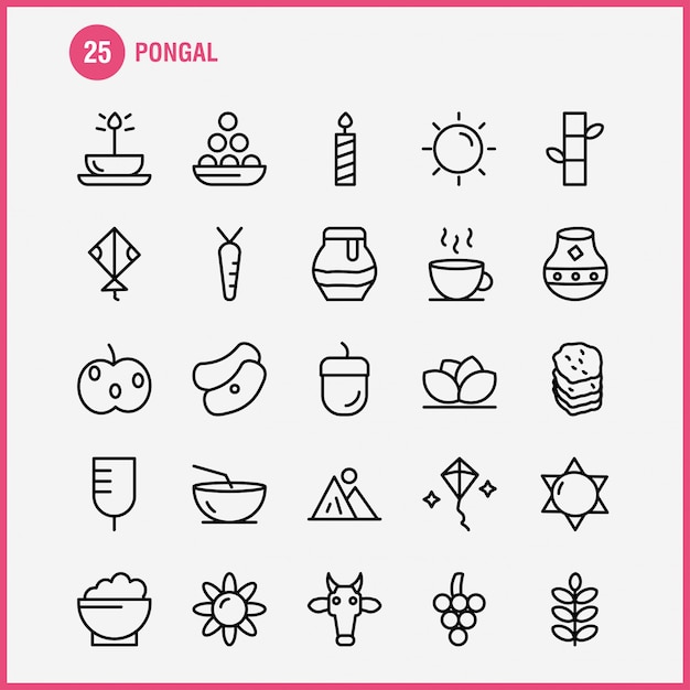 Pongal line icon pack