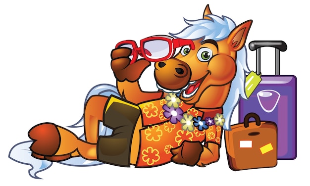 Vektor pony tourist cartoon