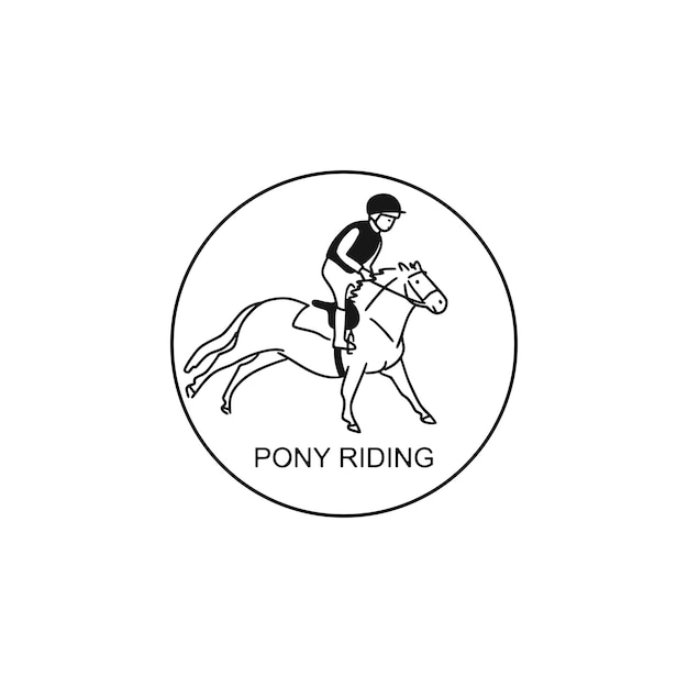 Ponyreiten - kind auf einem pferd, design-logo