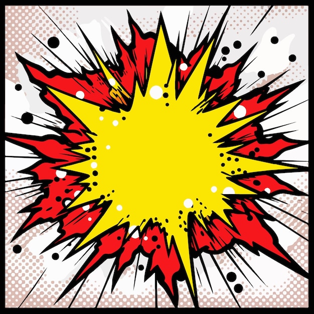 Vektor pop-art-comic-illustration, die cartoon-hand mit explosion zeigt