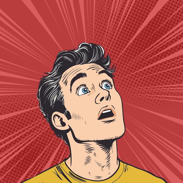 Pop Art Comic Junger überraschter Mann Aktien Vektor Illustration überraschter Junge