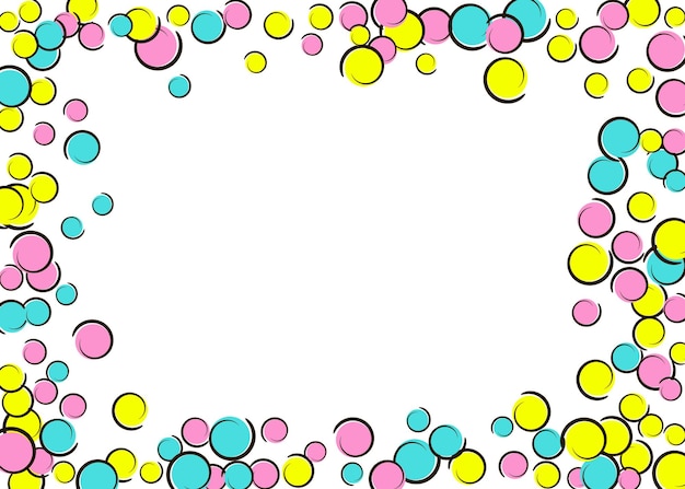 Vektor pop-art-grenze mit comic-polka-dot-konfetti