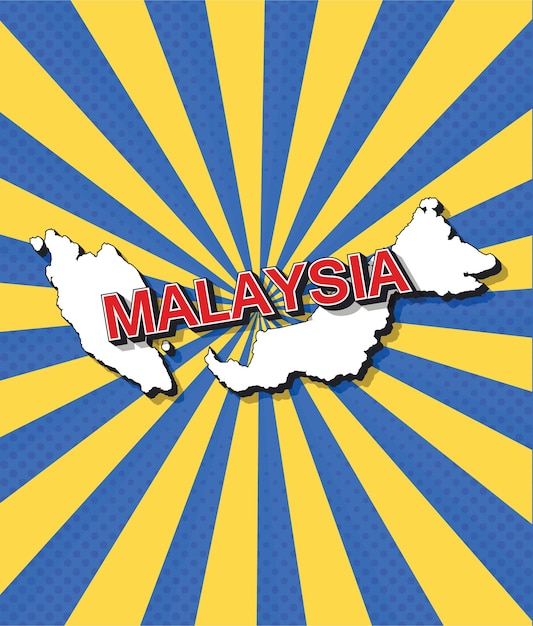 Pop-art-karte von malaysia