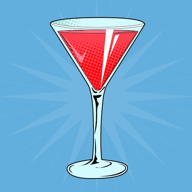 Vektor pop-art-strawberry-cocktail-illustration von martini