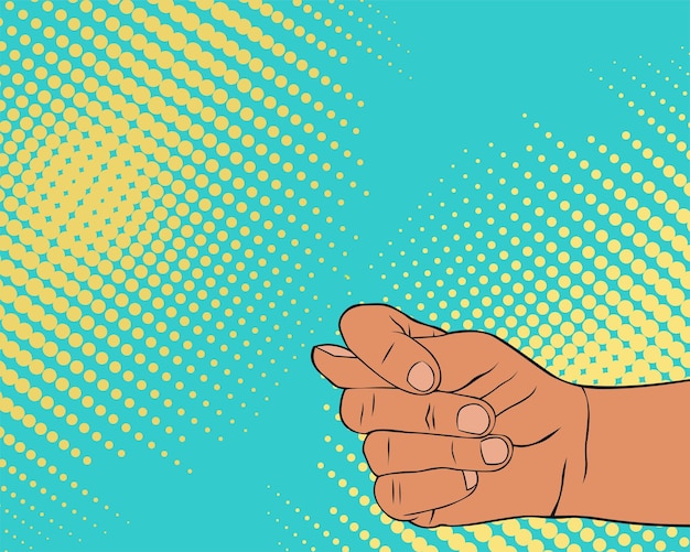 Vektor pop-art-vektorillustration einer hand eines mannes, die eine feige zeigt