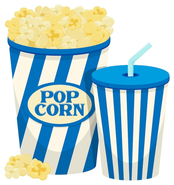 Popcorn-box auf weißem hintergrund