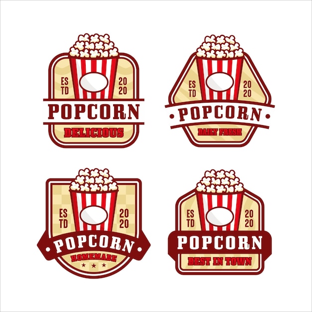 Popcorn Design Logo Sammlung Illustration isoliert
