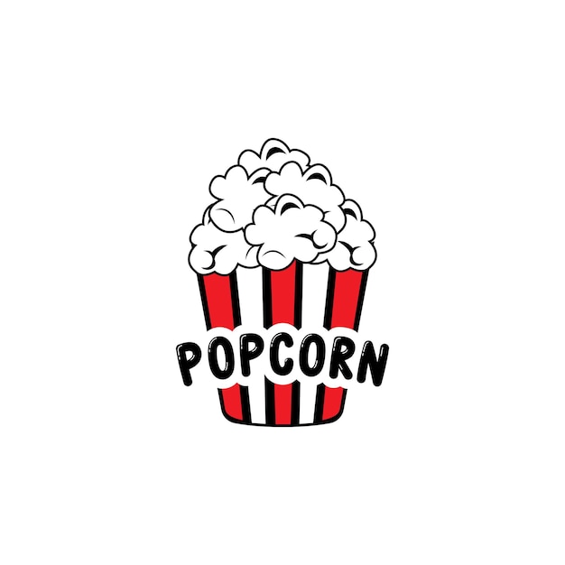 Popcorn-logo-symbolvektor explodiert kino-snacks-konzeptillustration