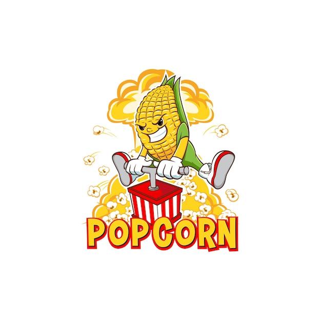 Popcorn-maskottchen-popcorn-explosionsvektor