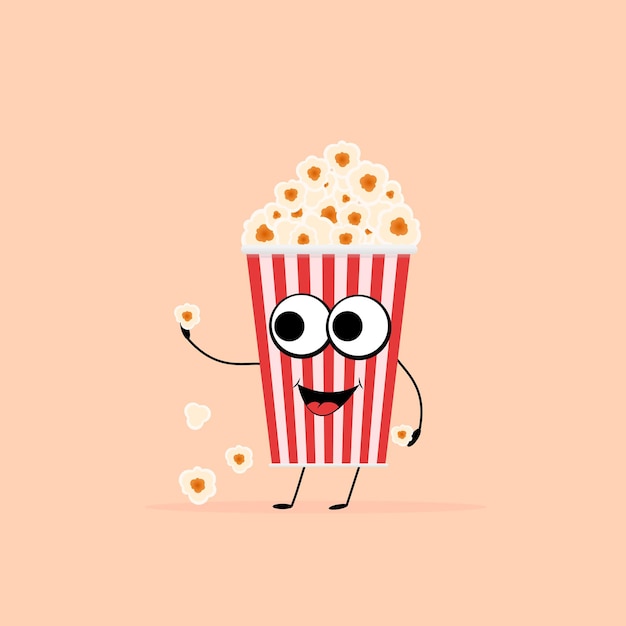 Popcorn smile cup cinemared und weiße vektorillustration