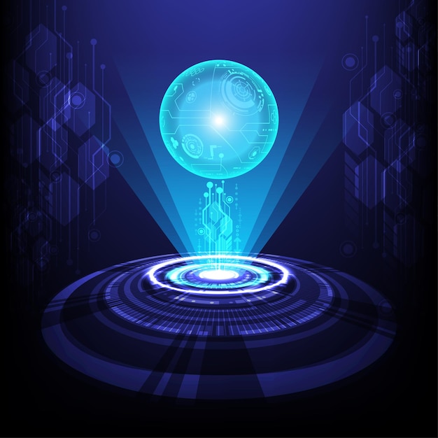 Portal- und Hologrammwissenschaft futuristisch Abstraktes Scifi-Digitaltechnologie-Hintergrundvektordesign