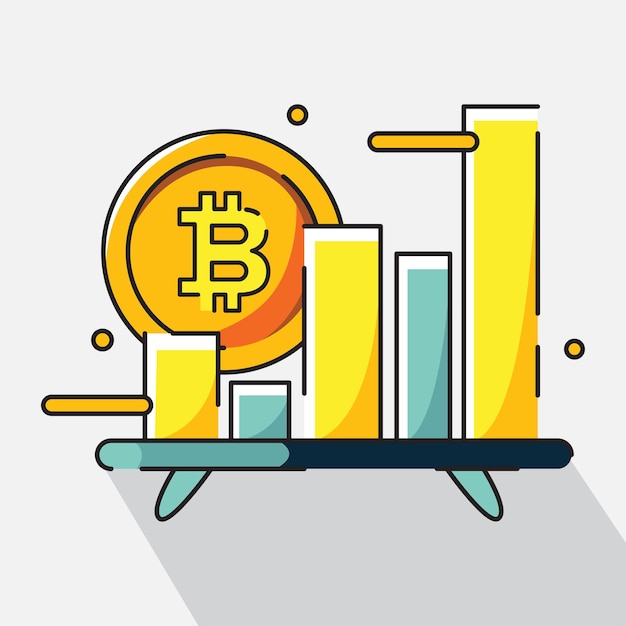 Portfoliogramm oder Diagramm in Bitcoin Bitcoin-Elemente flache Design-Vektorillustration