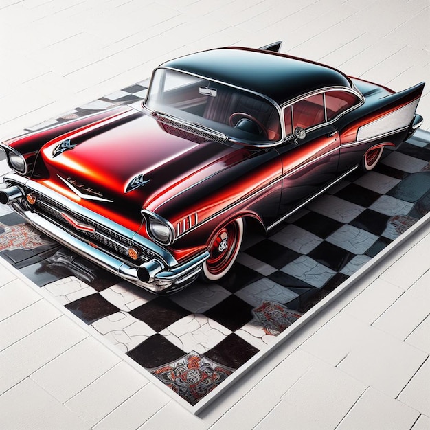 Vektor porträt 1959 59 chevy bel air auto fahrzeug limousine schönheit vektorkunst illustration tapete