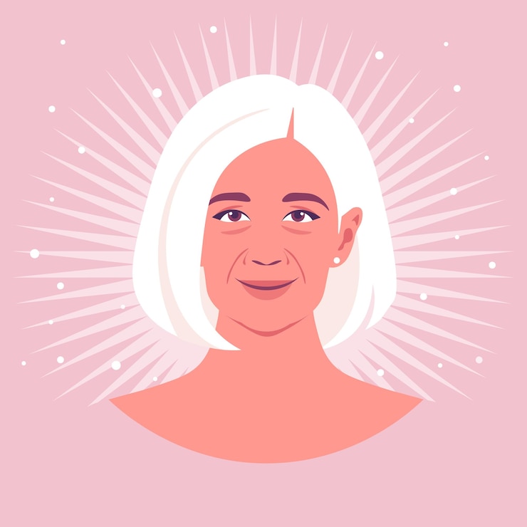 Vektor porträt einer älteren frau gesicht einer glücklichen großmutter vektor flache illustration