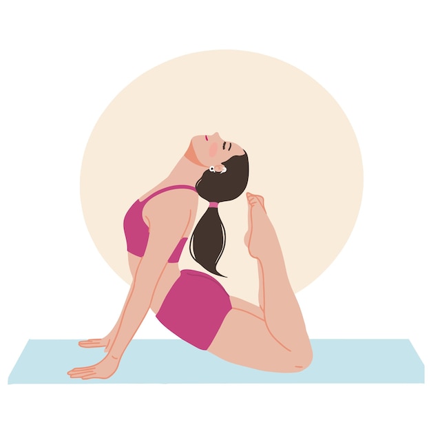 Porträt einer jungen Frau, die Yoga-Spinx-Pose macht, Kobra-Pose zur Illustration des Gesundheitsvektors