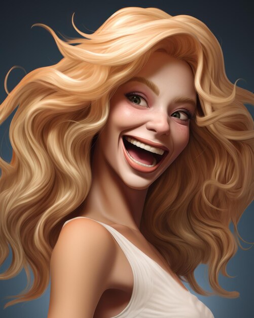 Vektor porträt einer schönen blonden frau mit einem großen lächeln auf dem gesicht