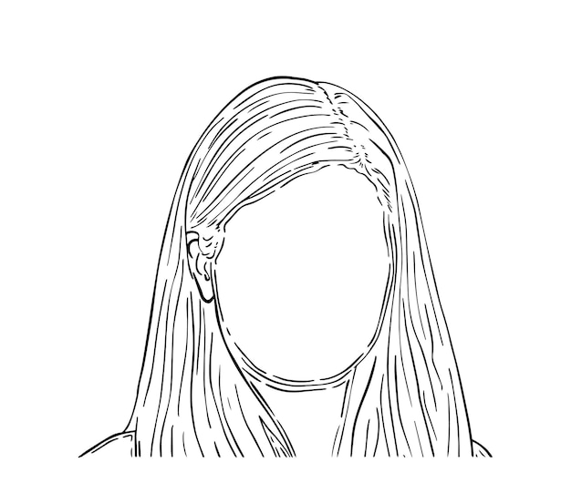 Porträt eines Mädchens mit langem Haar kritzeln lineare Cartoon-Färbung