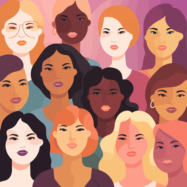 Porträt von Frauen in der Diversity Vector-Illustration